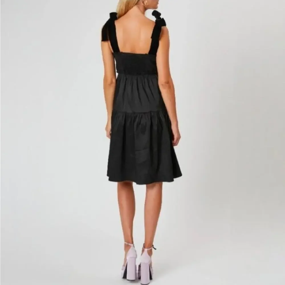 The Shirt Rochelle Behrens Veronica Taffeta Babydoll Dress size M Black - Picture 10 of 11